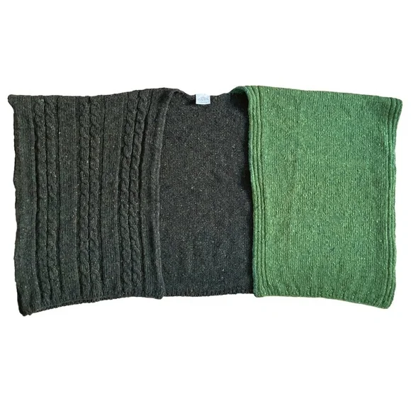 Bonner of Ireland Wool Knit Shawl Two-Tone Green Cape Wrap Made in Ireland - Picture 4 of 8